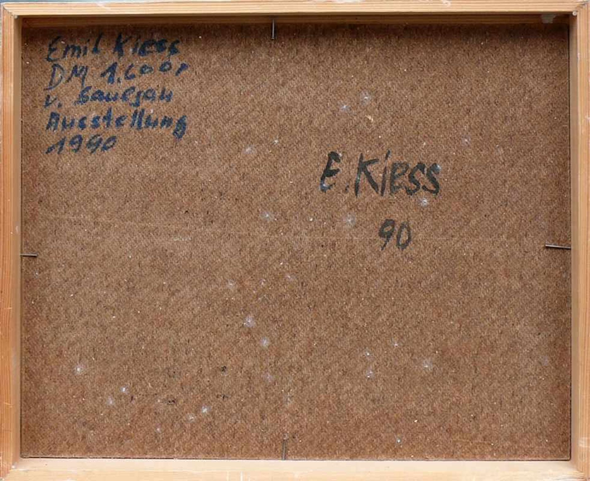 Kiess, Emil (1930 Trossingen) "Blumenwiese"; ÖL/Karton; ca. 23 x 27 cm; R; verso beschriftet B. - Bild 3 aus 3