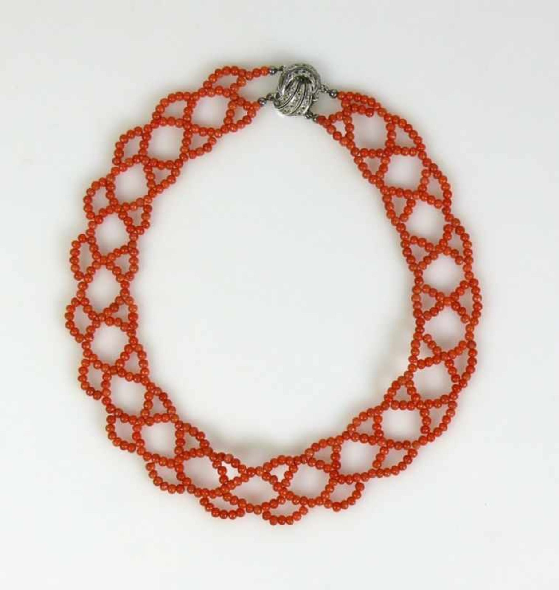 Schmuck-Set Halskette und Armband; jeweils Koralle mit Silberverschluss 925; - Bild 2 aus 4