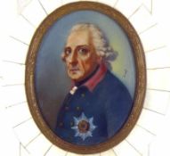 Miniaturist "Halbportrait Friedrich der Große"; Mischtechnik/Elfenbein; ca. 8 x 6 cm; nach einem