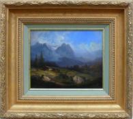 Calame, Alexandre (1810 Arabie - 1864 Menton) "Schweizer Berglandschaft" in sommerlicher Stimmung;