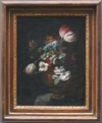 Niederländische Schule (17.Jh.) "Blumenstillleben in Vase"; ÖL/LW/doubliert; 29,5 x 22 cm; R;