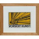 Beuys, Joseph (1921 Kleve - 1986 Düsseldorf) "VORSICHT KUNST!"; Postkartengröße; gelb/schwarz;