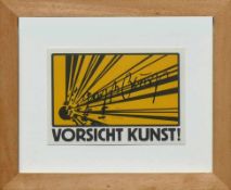 Beuys, Joseph (1921 Kleve - 1986 Düsseldorf) "VORSICHT KUNST!"; Postkartengröße; gelb/schwarz;