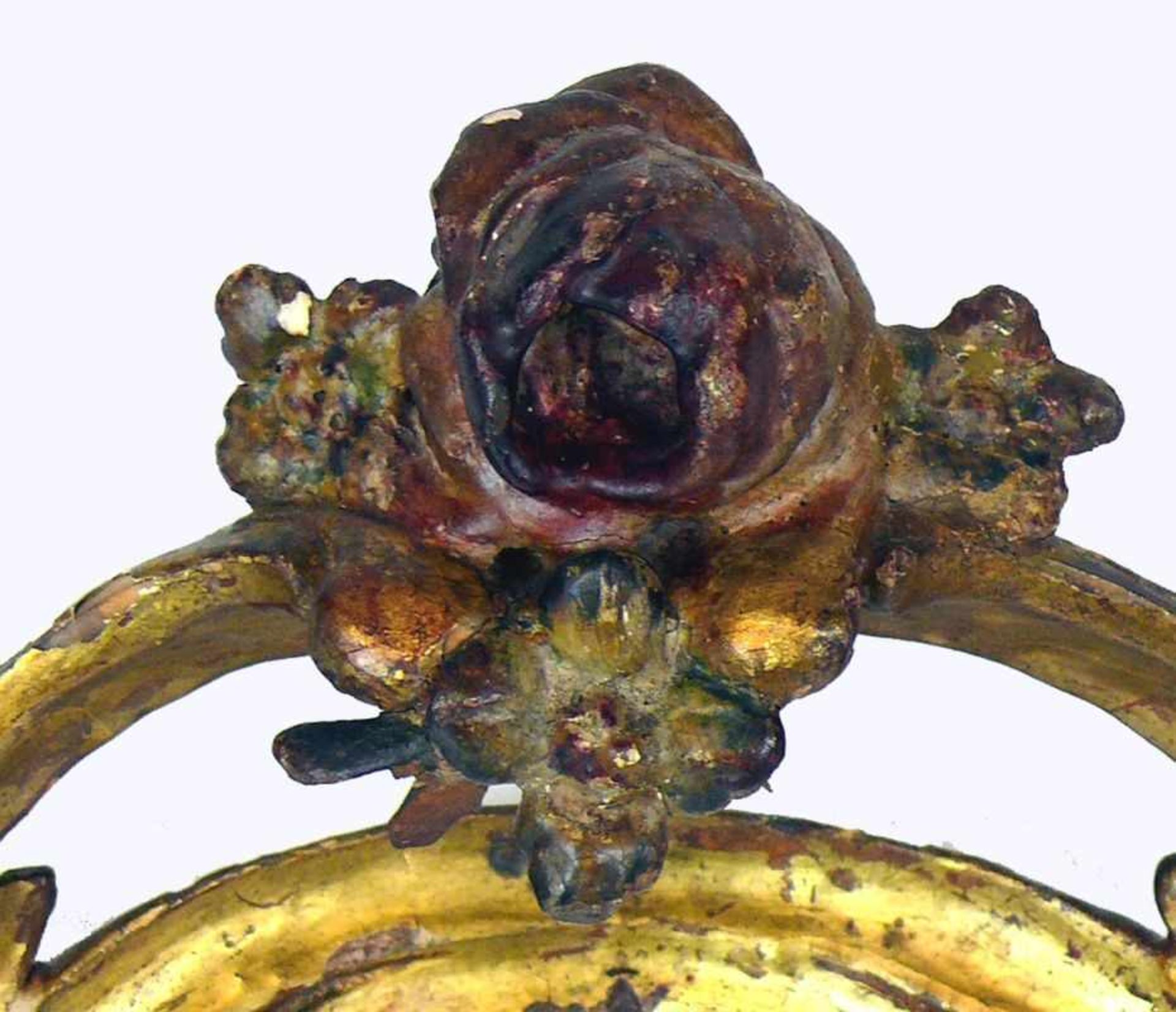 Barockes Zierelement (Mitte 18.Jh.) Holz geschnitzt u. vergoldet; gebogenes Mittelteil mit - Bild 2 aus 3