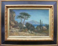 Dressler, Adolf (Breslau 1833 - 1881) "Blick auf Capri"; ÖL/LW; doubliert; rechts unten sign.