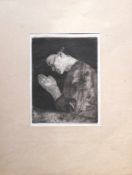 Kollwitz, Käthe (1867 Königsberg - 1945 Moritzburg) "Betendes Mädchen"; Radierung und Aquatinta