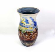 Vase (1.H.20.Jh.) Konstanzer Keramik; auf Wandung umlaufende Malerei von Hans Breinlinger "Fischer