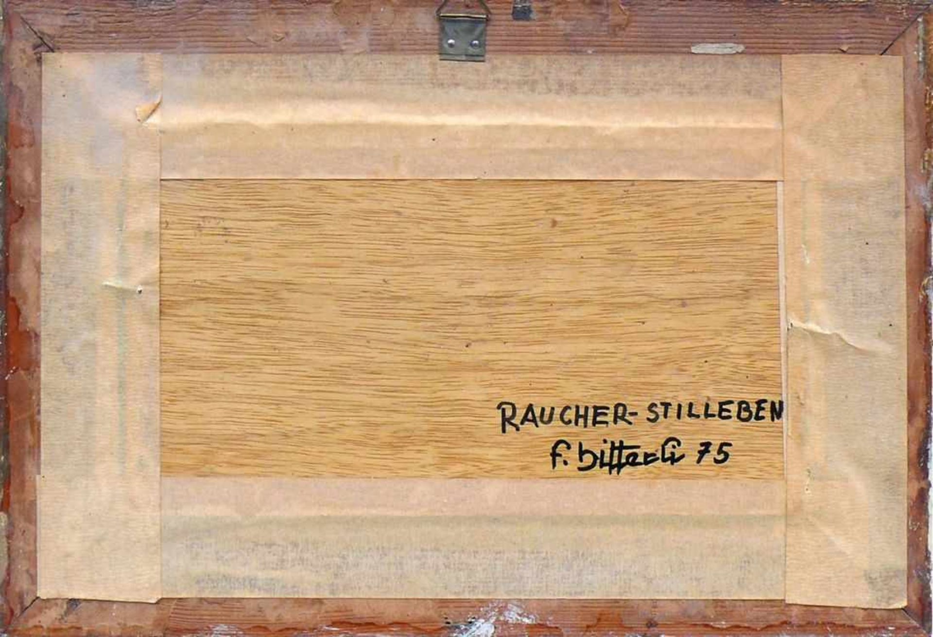 Bitteli, Fritz (1909 Basel - 1990 Riehen) "Raucher-Stillleben"; ÖL/Holz; rechts unten sign. u. - Bild 4 aus 4