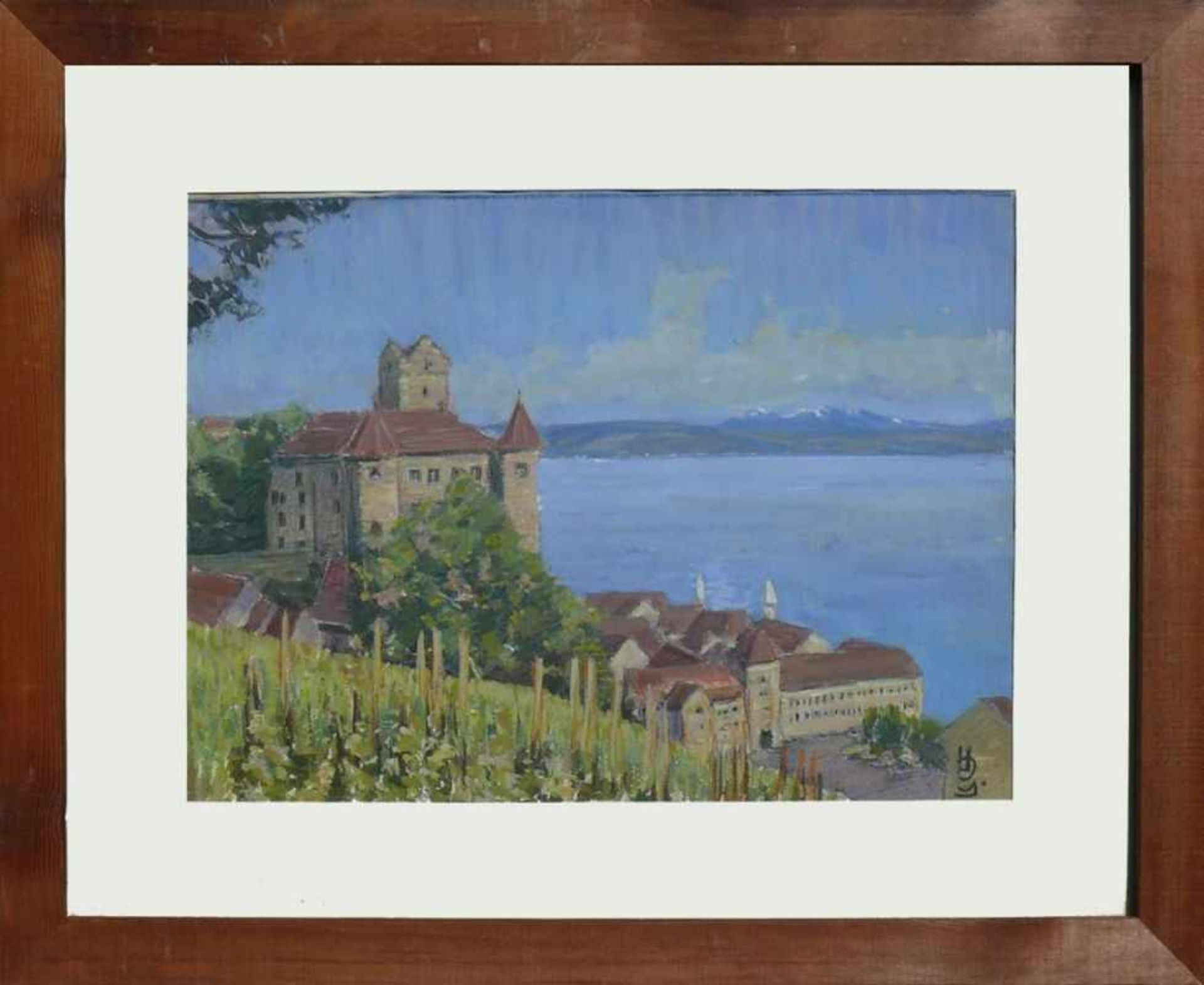 Gehrcke, Hans-Otto (1896 Langelsheim - 1988 Ferch) "Blick auf Meersburg am Bodensee"; von erhöhter