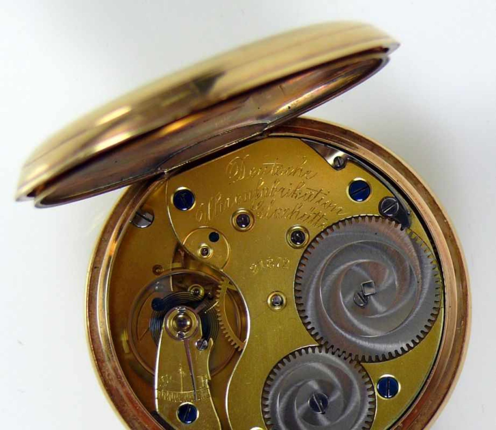 Herrentaschenuhr (Deutsche Uhrenfabrikation Glashütte) in 14ct GG-Gehäuse; Staubdeckel verg.; - Bild 2 aus 5