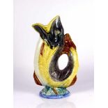 Fisch-Vase (Mouzin-Lecat, 1890 - 1906) farbige Keramik; H: 30 cm