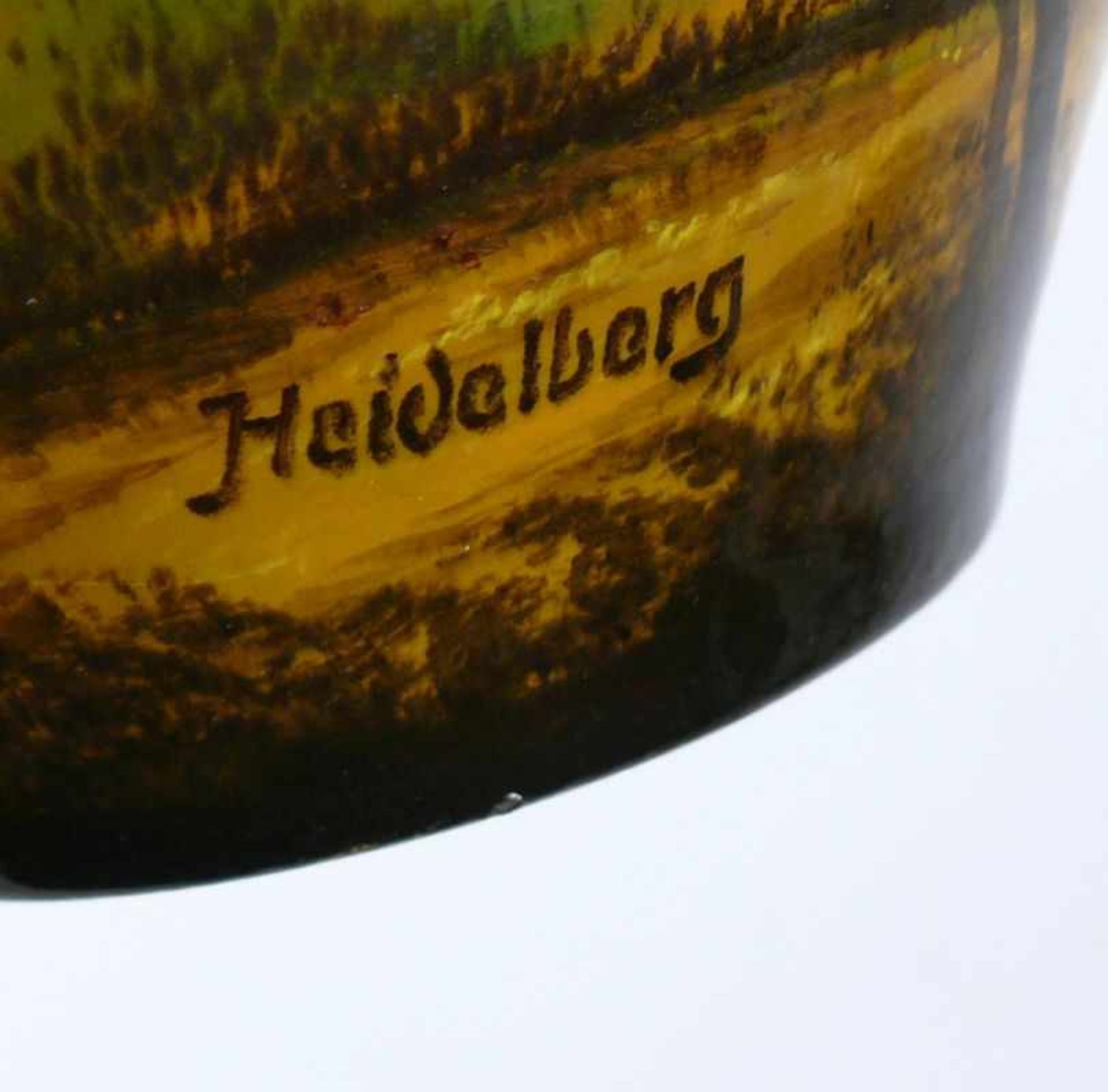Schramberg-Vase (um 1900) Blick auf Heidelberger Schloss; farbige Darstellung; leichte Kugelform mit - Bild 4 aus 4
