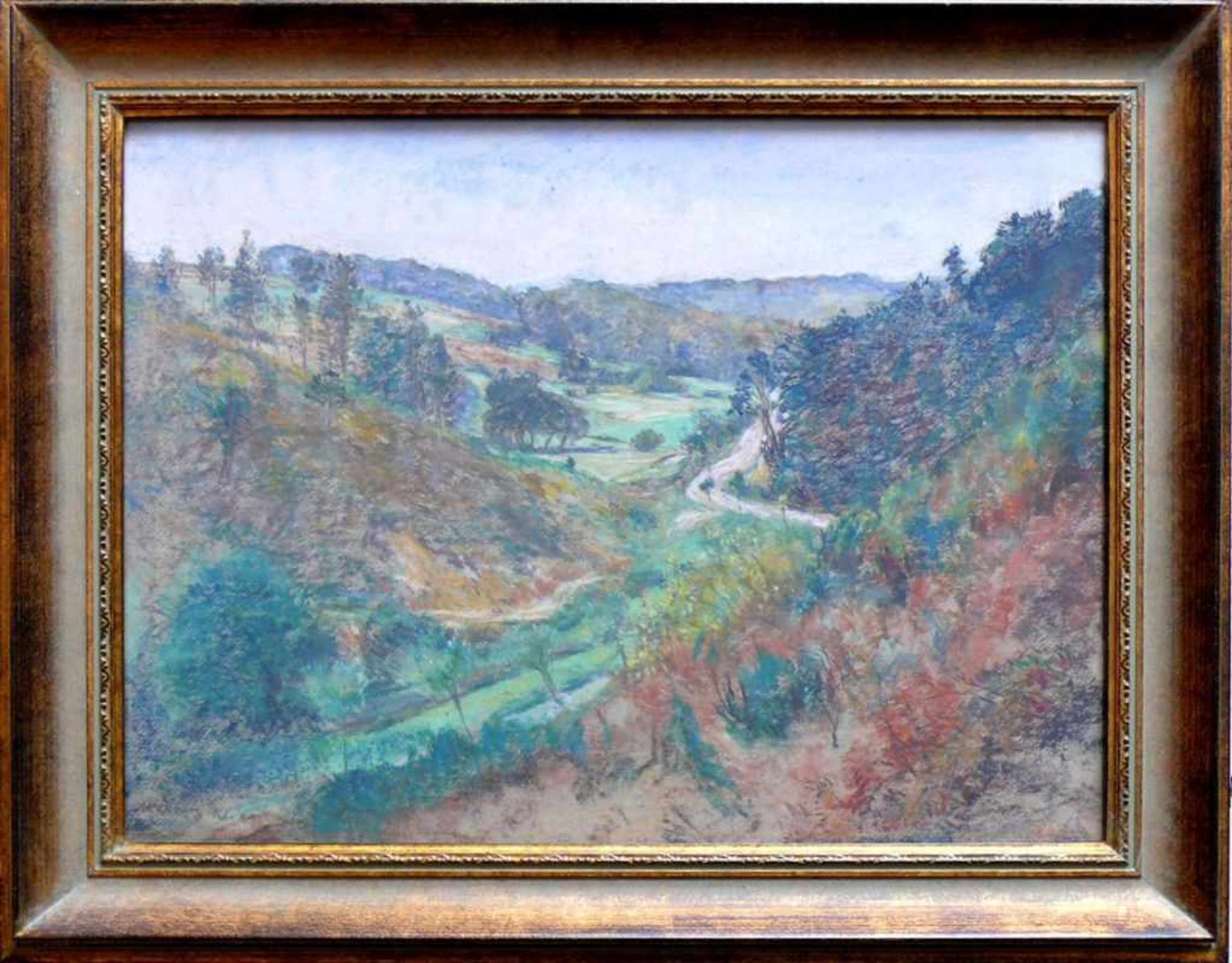 Meyer-Basel, Carl Théodor (1860 Basel - 1932 Hauptwil) "Landschaft bei Marburg"; Pastell; links