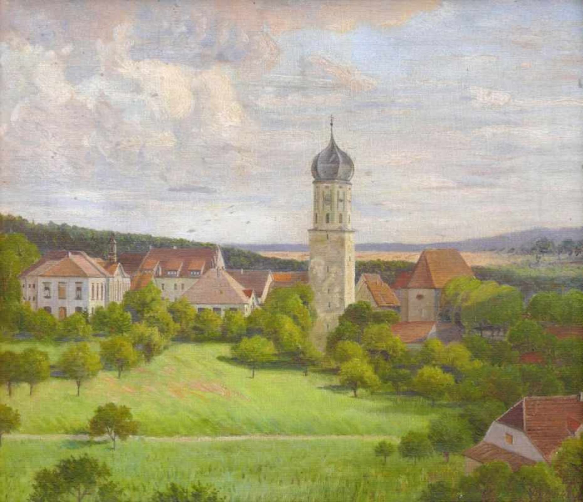 Rockholtz, Gustav (1869 Witten/Westfalen - 1938 Stockach) "Blick auf Altstockach"; ÖL/LW; rechts - Bild 2 aus 4