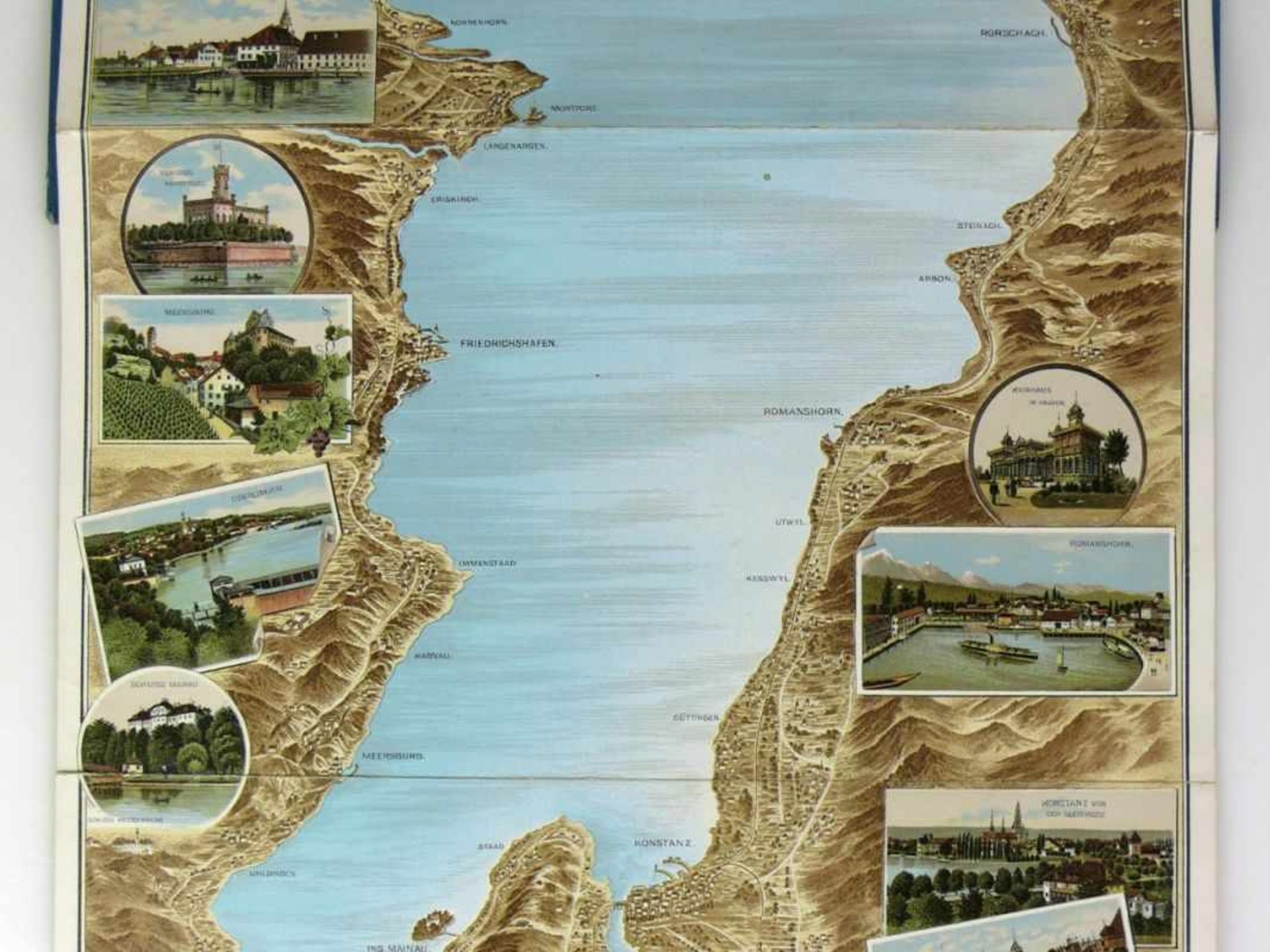 Panorama vom Bodensee (um 1900) aufklappbare Farbdarstellung mit Detailansichten; in Original- - Bild 5 aus 7