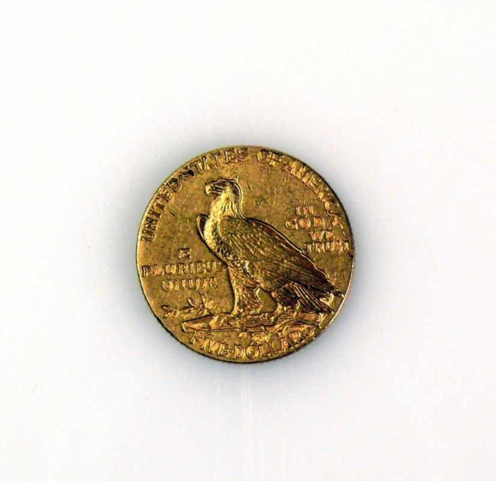 Goldmünze FIVE DOLLARS; E PLURIBUS UNUM BLP. 1910; 8,36g; D: 21,5 mm; ss