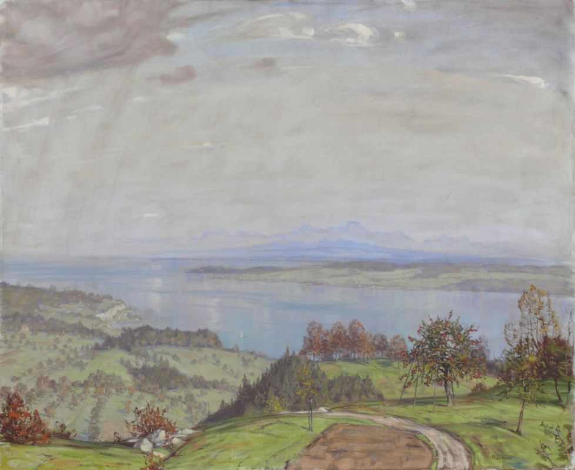 Dieter, Hans (1881 Mannheim - 1968 Meersburg) "Bodenseelandschaft"; Blick oberhalb von Sipplingen