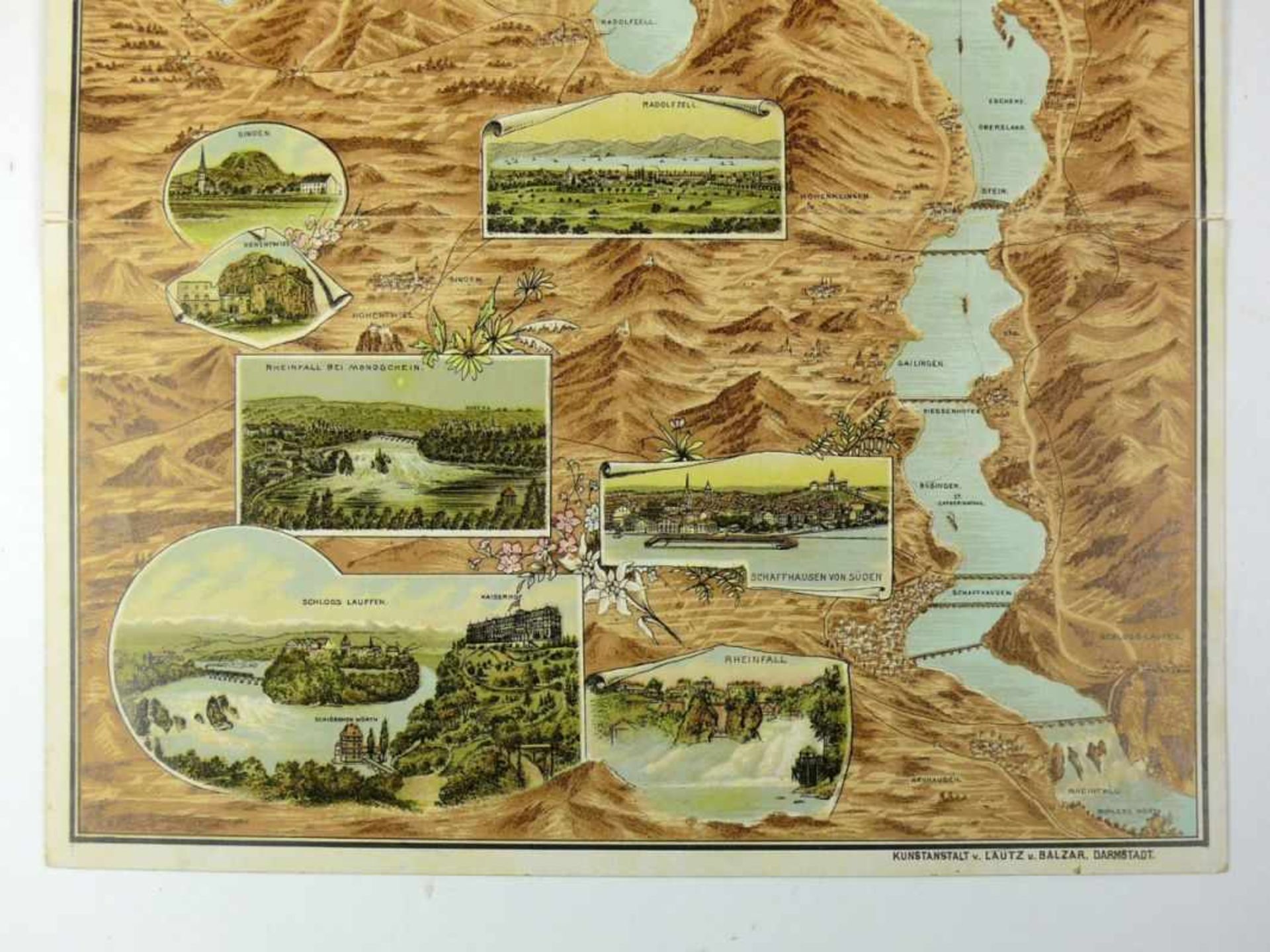 Neuestes Panorama vom Bodensee (um 1900) farbige Darstellung mit Detailansichten; aufklappbar; in - Bild 8 aus 9