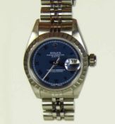 ROLEX-Armbanduhr OYSTER PERPETUAL DATE (LADY); Chronometer; Stahl/Stahl; Ref.-Nr. 69240;