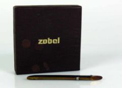 ZOBEL-Brosche Rundstabdekor; Silber tlw. verg.; Oberfläche mit 1 Brillant von ca. 0,10ct; auf