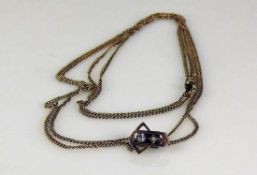 Halskette 14ct GG; Kette mit Karabinerverschluss und Kettenschieber mit Brillant von ca. 0,10ct