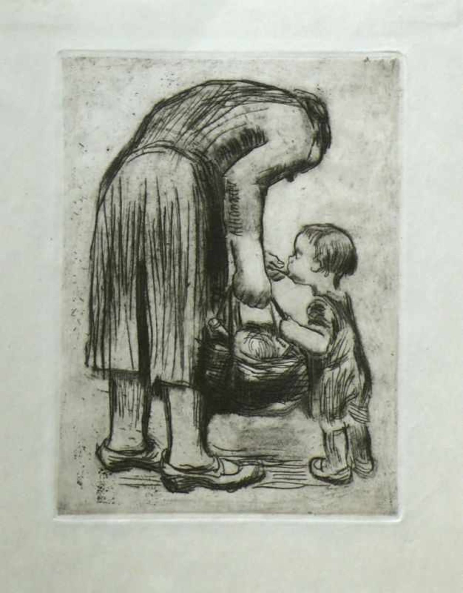 Kollwitz, Käthe (1867 Königsberg - 1945 Moritzburg) "Stehende Mutter, ihr Büblein fütternd"; - Image 2 of 2