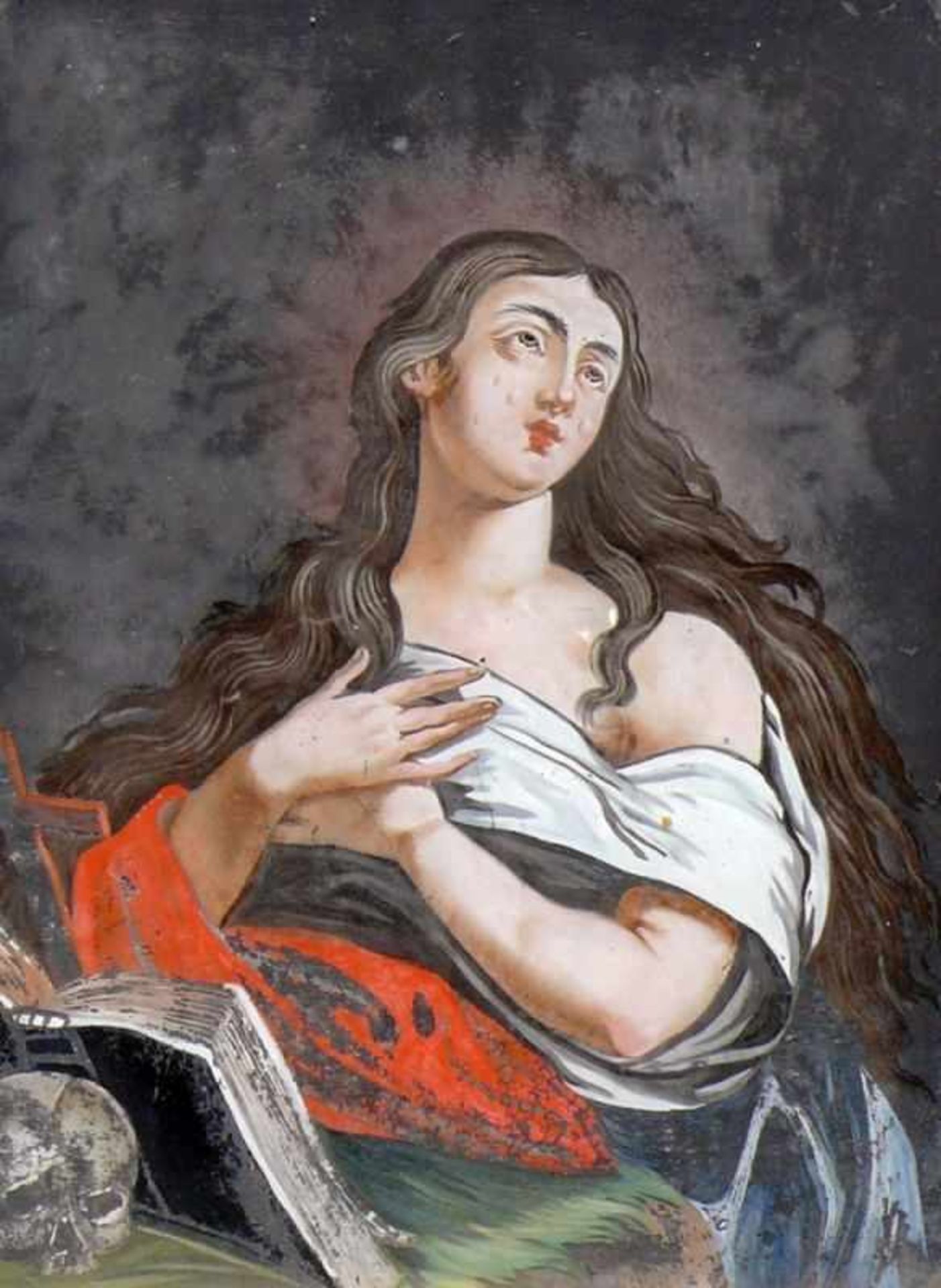 Hinterglasbild (18./19.Jh.) "Maria Magdalena"; Goldrahmung; keine Beschädigung; ca. 28 x 22 cm; R;
