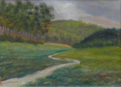 Dix, Otto (1891 Gera - 1969 Singen) "Geraer Landschaft (Wiesengrund)"; Blick auf Wiesenweg und