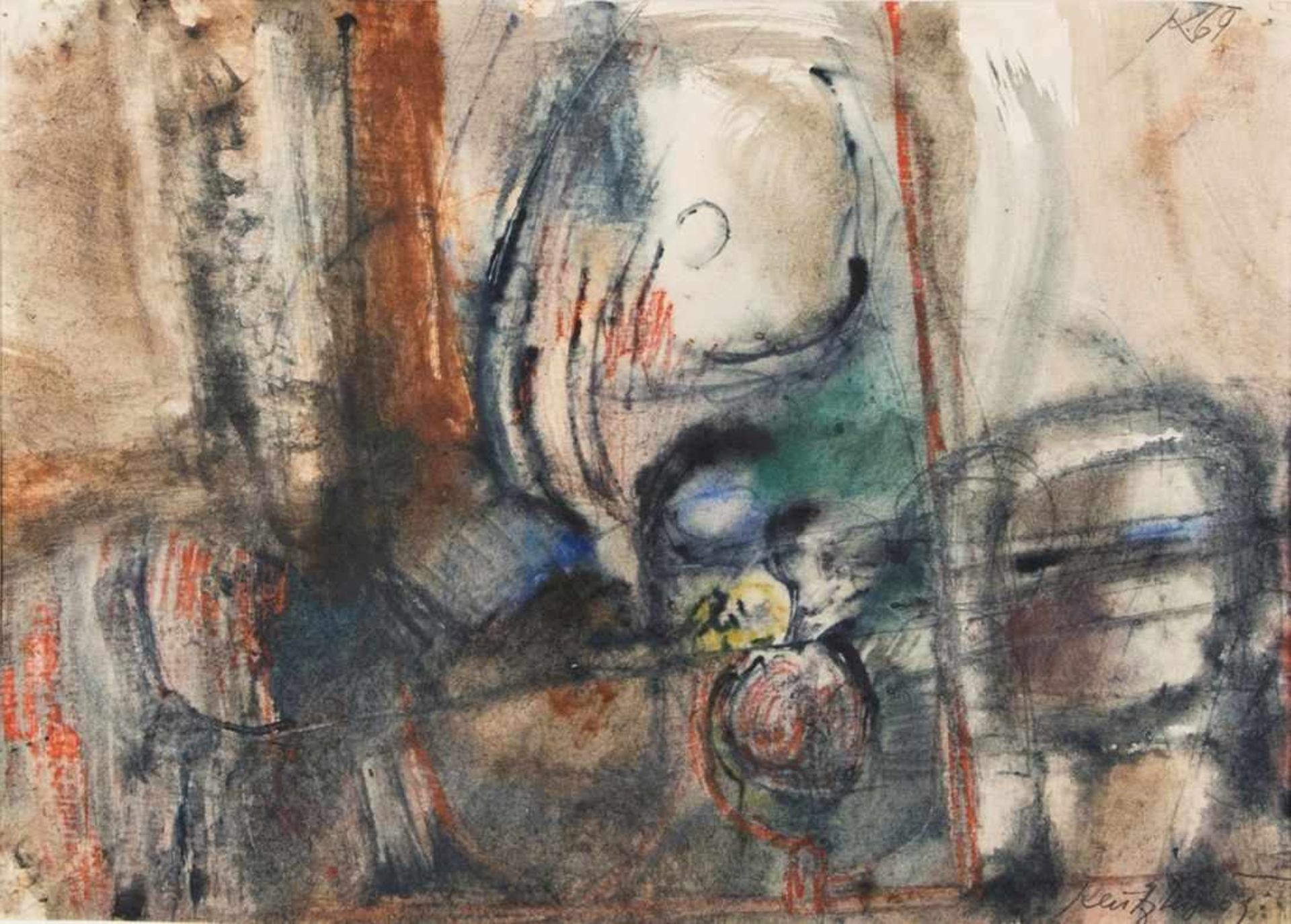 KARL KREUZBERGER (1916 WIEN - 1990 WIEN) o. T., 1969 Aquarell auf Papier, 41 x 58 cm, Passepartout