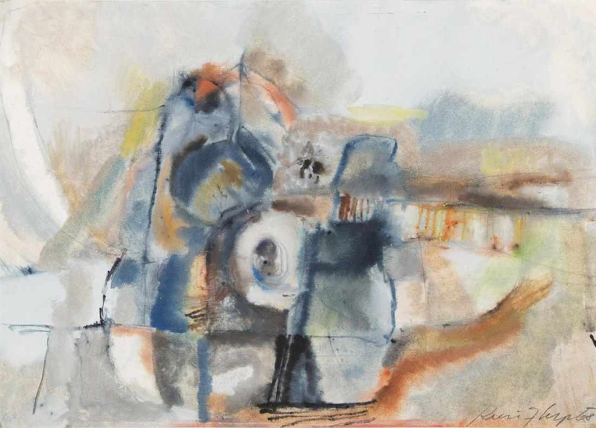KARL KREUZBERGER (1916 WIEN - 1990 WIEN) o. T., 1968 Aquarell auf Papier, 41 x 58 cm, Passepartout