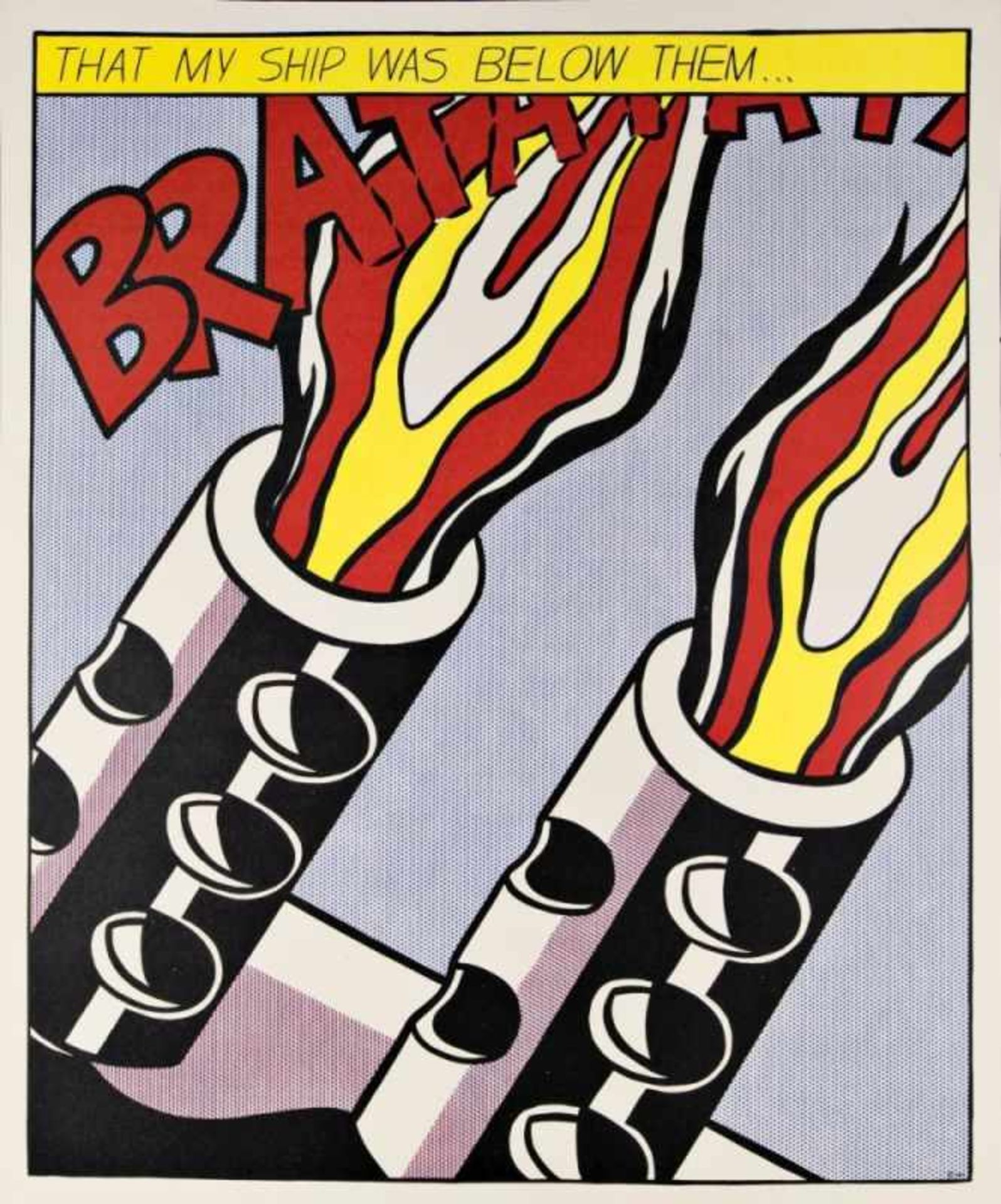 ROY LICHTENSTEIN(1923 NEW YORK - 1997 NEW YORK)AS I OPENED FIRE, 1963Triptychon, Offsetlithografie, - Image 2 of 3