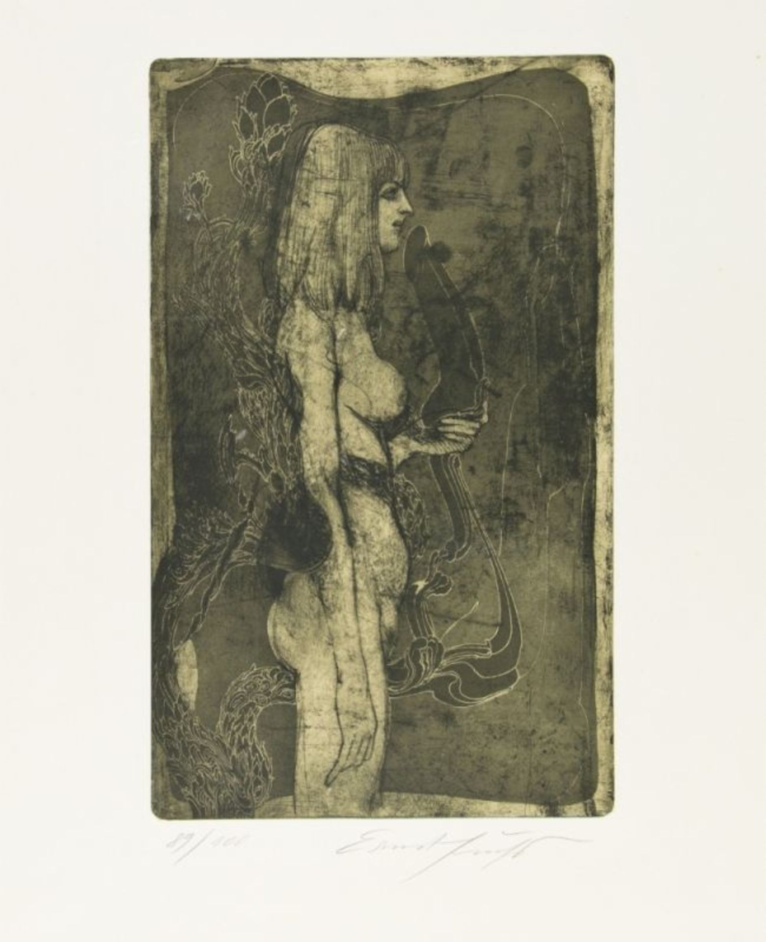 ERNST FUCHS(1930 WIEN - 2015 WIEN)EVA NYMPHE, 1969Aquatintaradierung, Plattengröße: 39,5 x 24,5