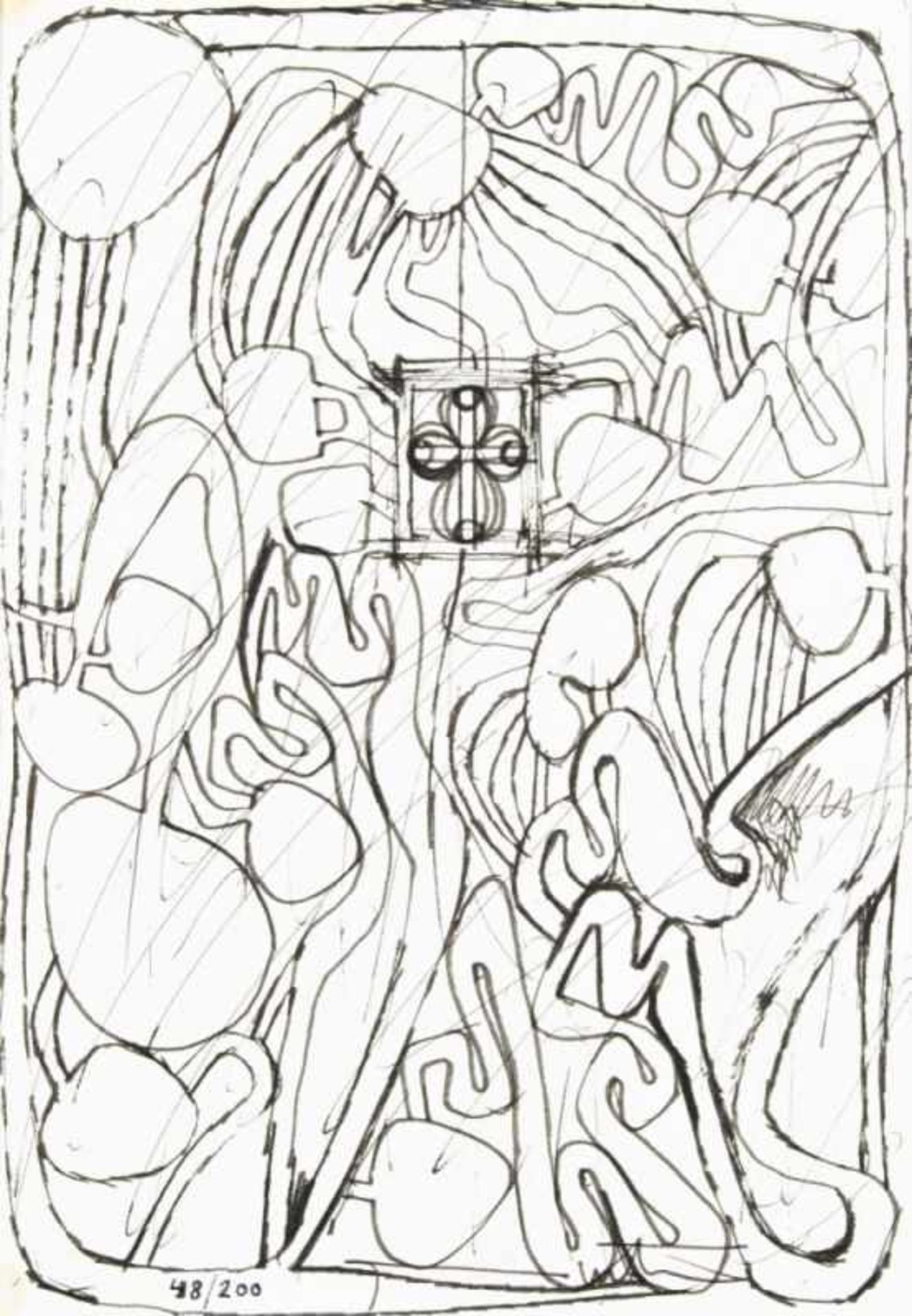 HERMANN NITSCH(1938 WIEN)ARCHITEKTURZEICHNUNGaus einer SerieFilzstift auf Papier, 23,5 x 17,4