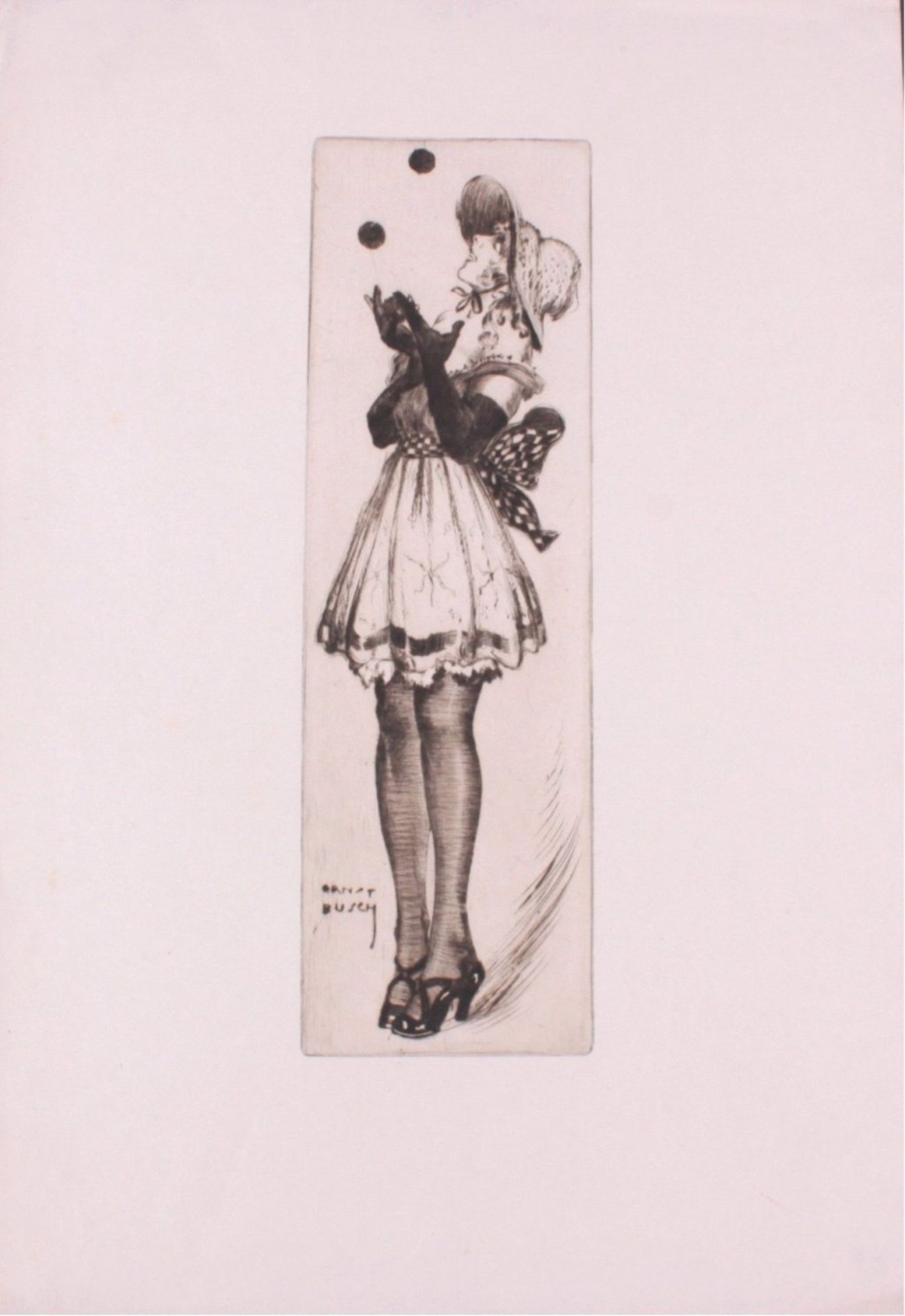 Ernst Busch 1920Junge Dame balancierend, in der Platte signiert, ca. 49,5 x34,5 cm - Bild 2 aus 3