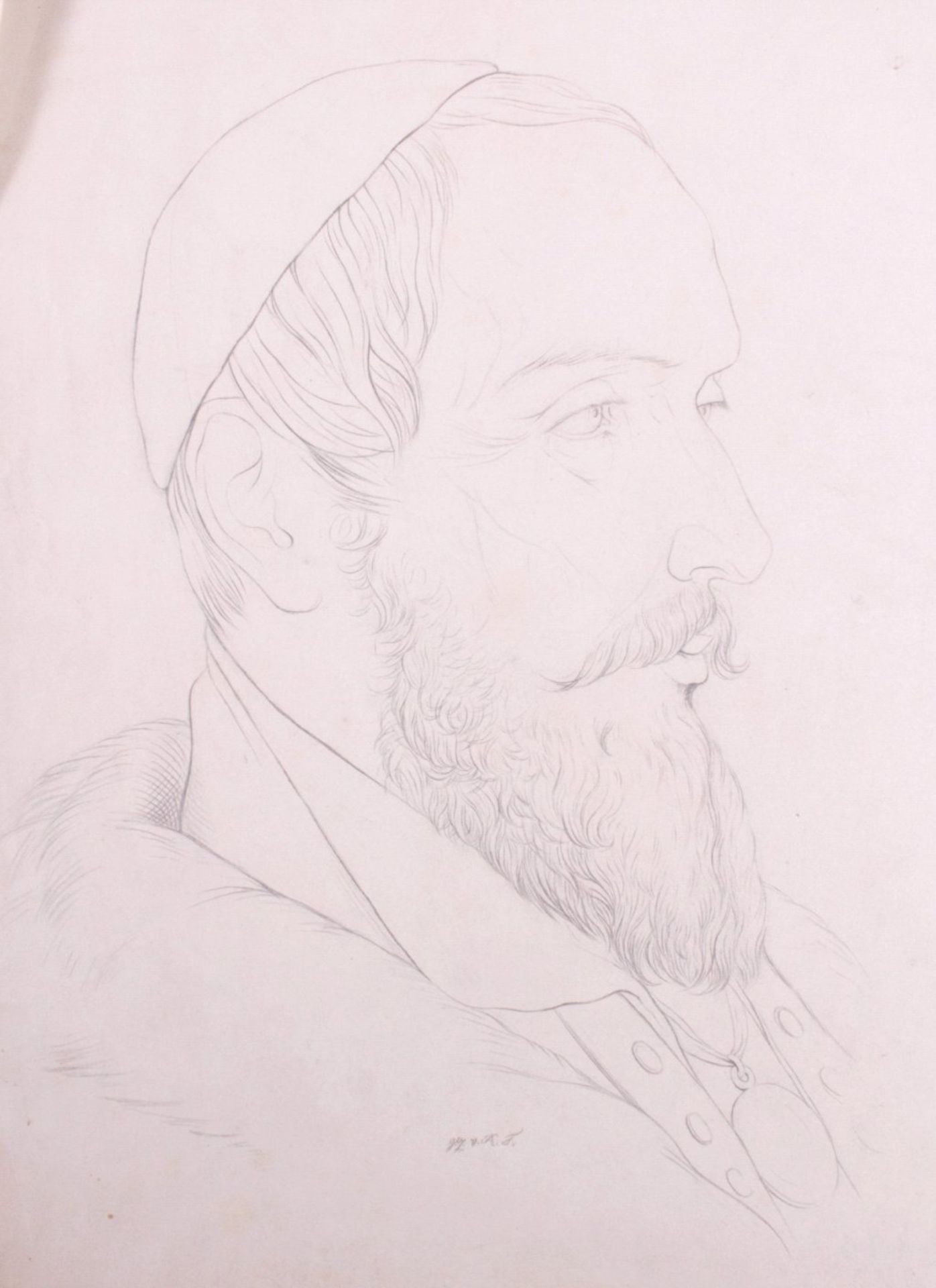 Studie Zeichnung, 19. Jh."Portrait, Kardinal", Bleistiftzeichnung, monogrammiertR.F., Papier mit