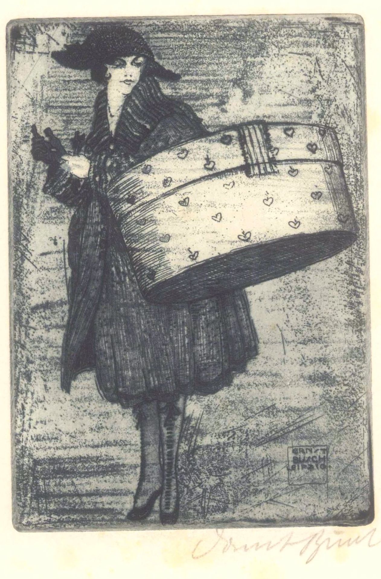 Ernst Busch 1920. Gisette.Dame, in der Platte signiert, Bezeichnung auf derRückseite, ca. 15,5 x