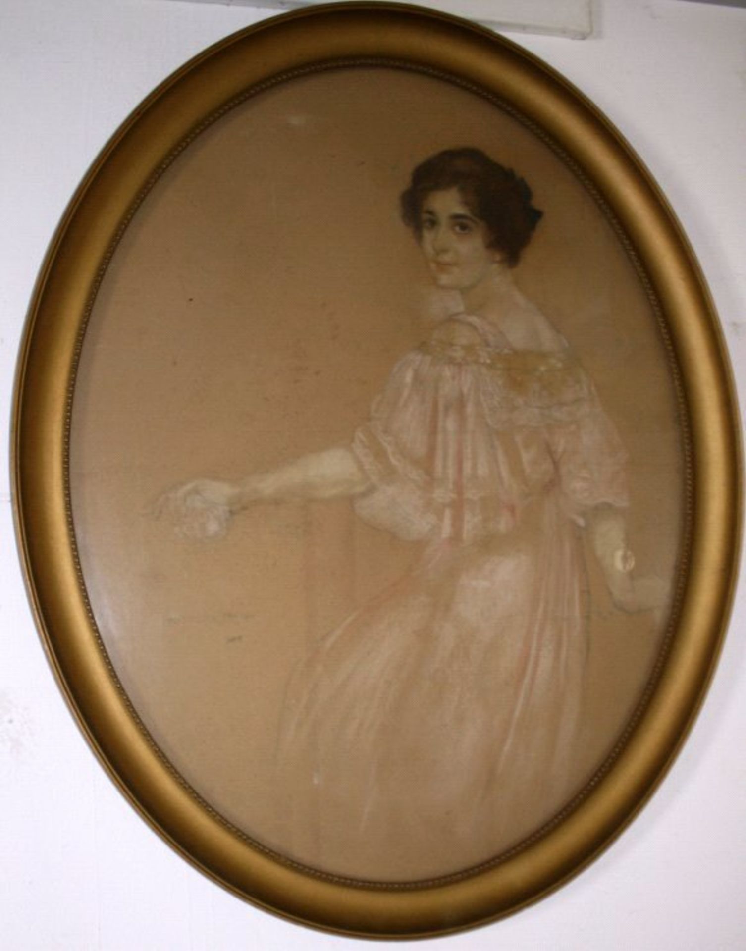 Alexander Frenz (1861-1941), "Dame mit weißer Rose"Pastell/Karton (Verschmutzt und fleckig), unten