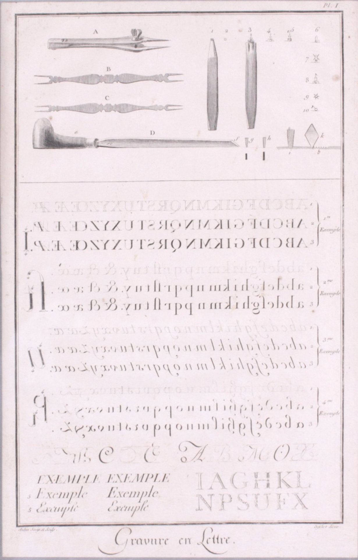 Kupferstich aus dem 18. Jh. von DefehrtGravure en Lettre, Blatt Nr. 1, ohne Beschädigung,