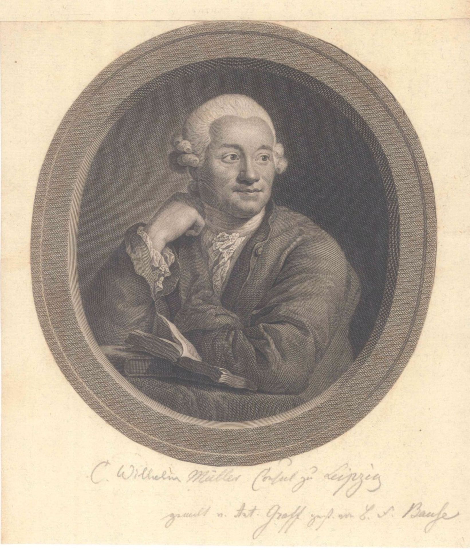 Portrait: "Carl Willhelm Müller" von Joh. Friedrich Bause(Halle 1738 - 1814 Weimar), Kupferstich