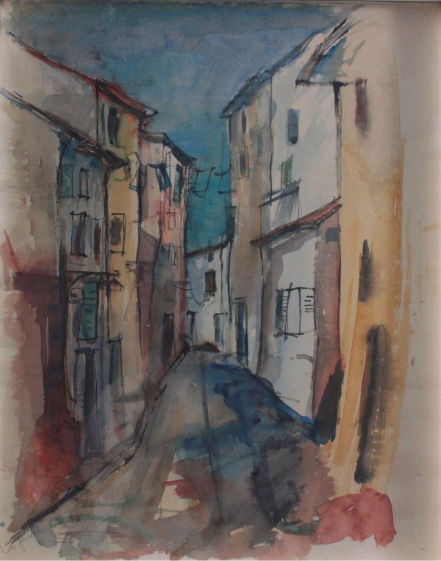 Aquarell, "La Garde"Unbekannter Künstler, hinter Glas gerahmt, ca. 60 x 50 cm - Bild 2 aus 3