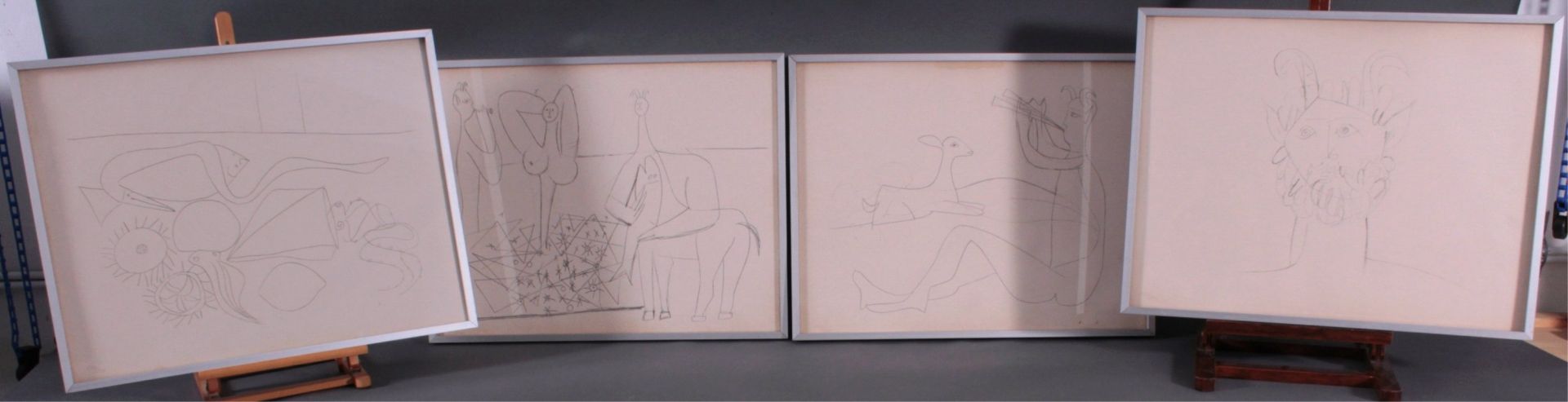 4 Picasso Reproduktionen vom Daniel Jacomet,Verso druckgraphisch bezeichnet "Les Dessins D`