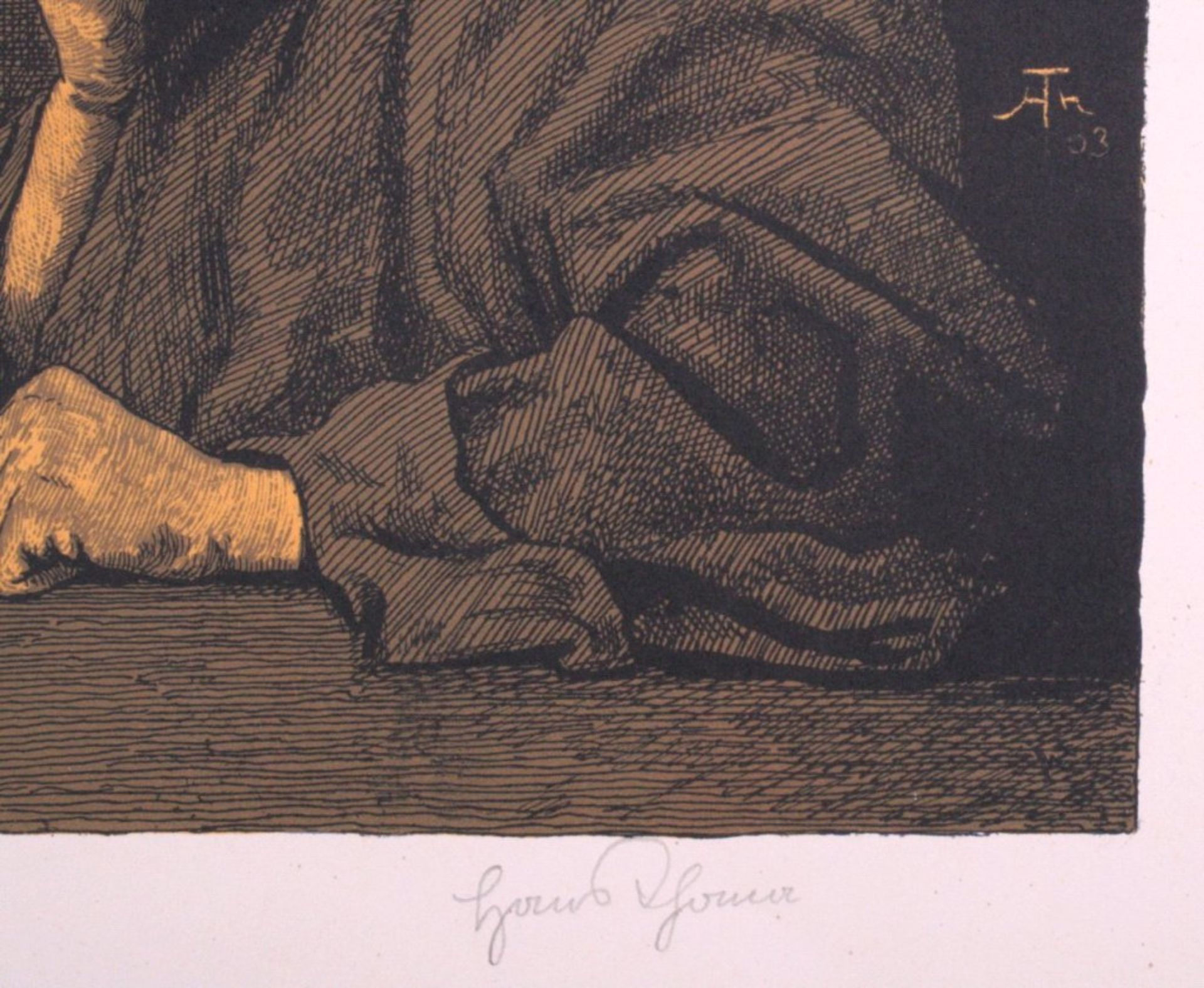 Hans Thoma 1839-1924. Jesus und Ritodemus (1903)Lithographie, in der Platte mit Monogramm und Datum, - Bild 2 aus 2