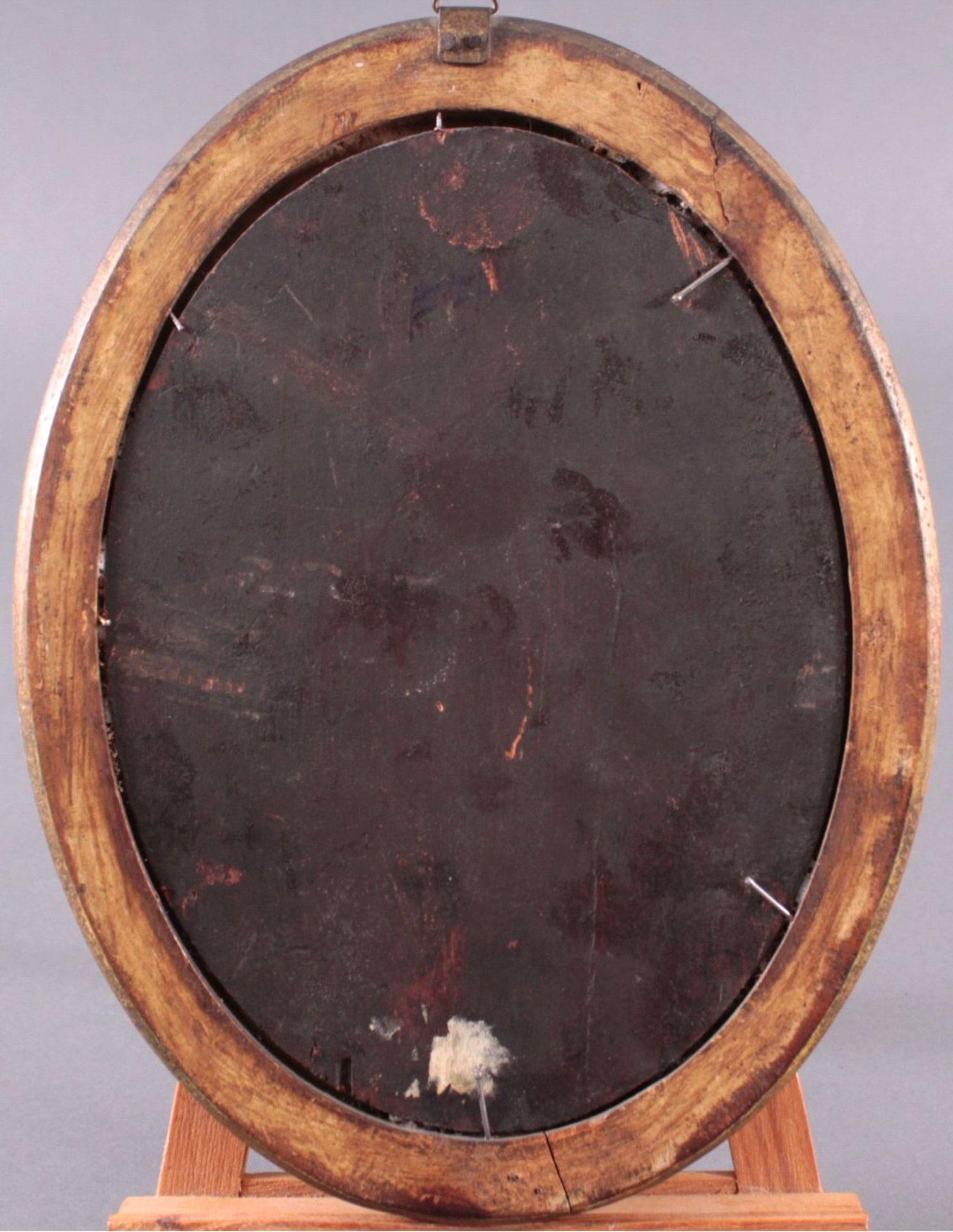 Wohl Diego Velázques Portrait, 18. JahrhundertÖl auf Holz, unbekannter Künstler. Ovale Form, ca. - Bild 3 aus 3