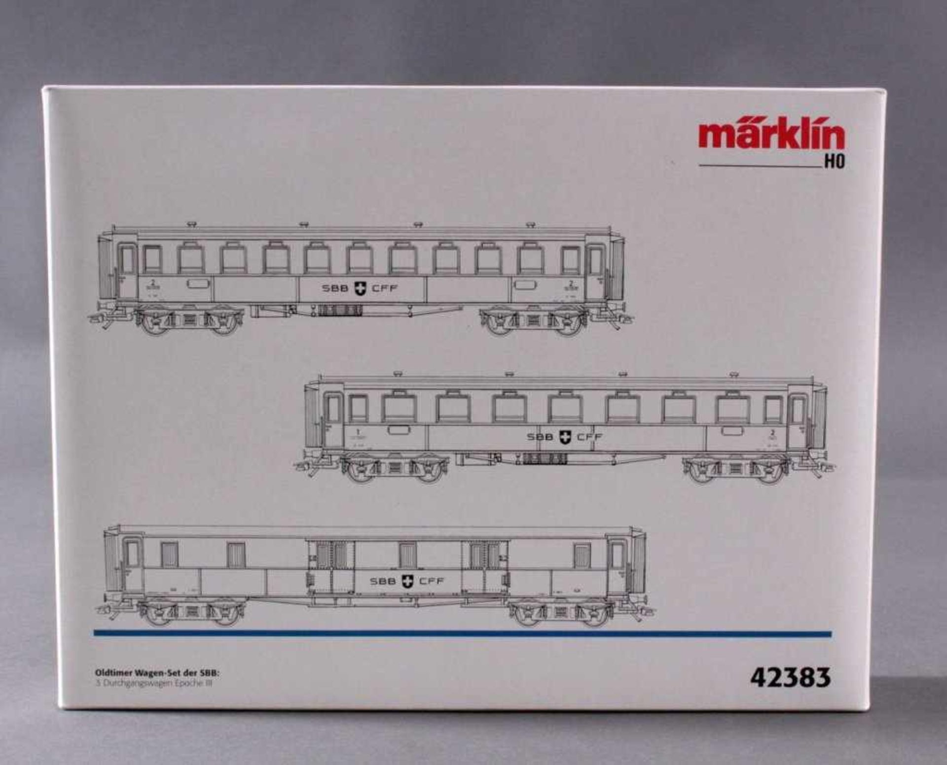 Personenwagenset Märklin 42383Spur H0, Oldtimer Wagen-Set der SBB, 3 DurchgangswagenEpoche III, - Image 3 of 3
