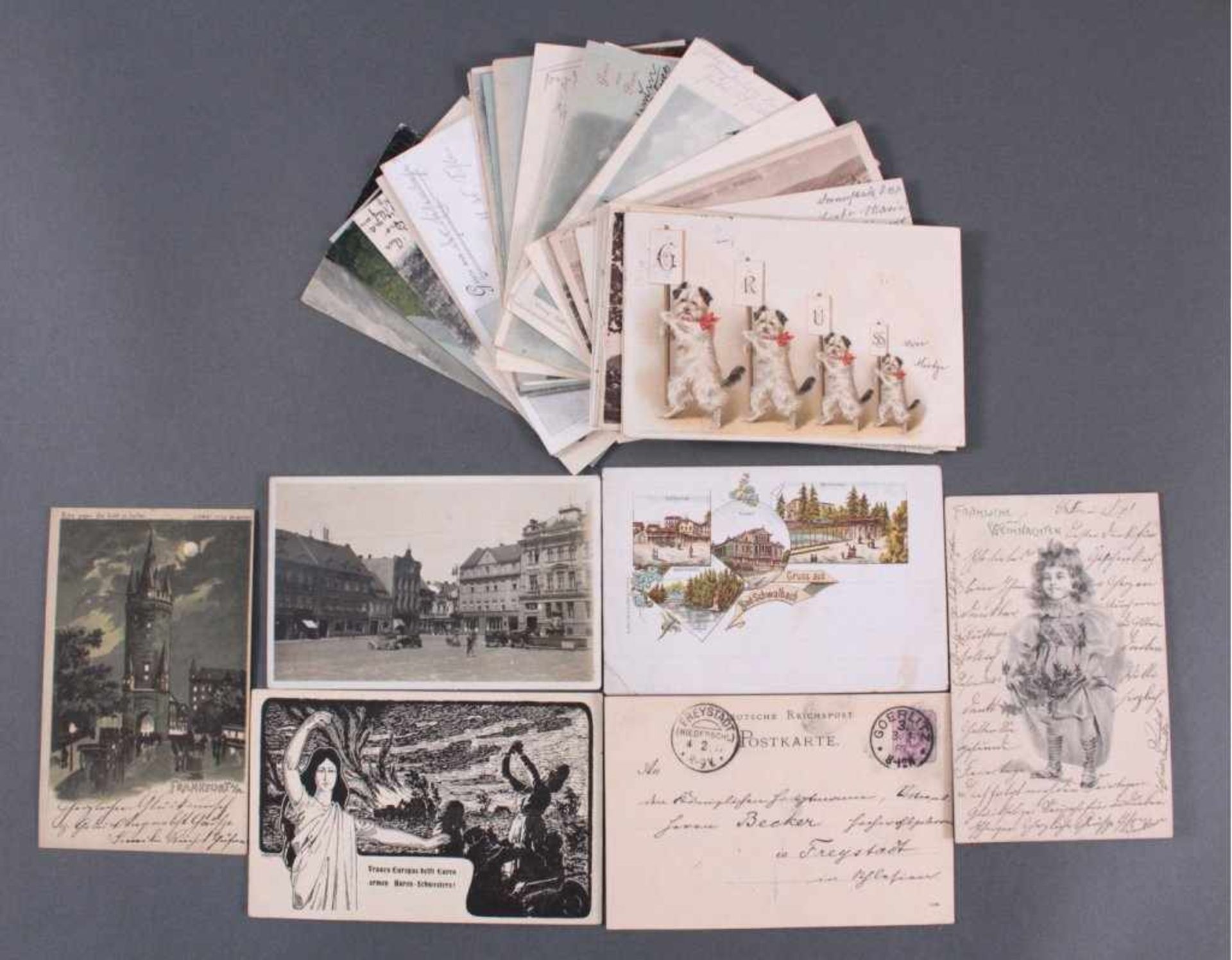 Konvolut Postkarten um 1900, Deutsches ReichCa. 37 gelaufene Postkarten in unterschiedlicher