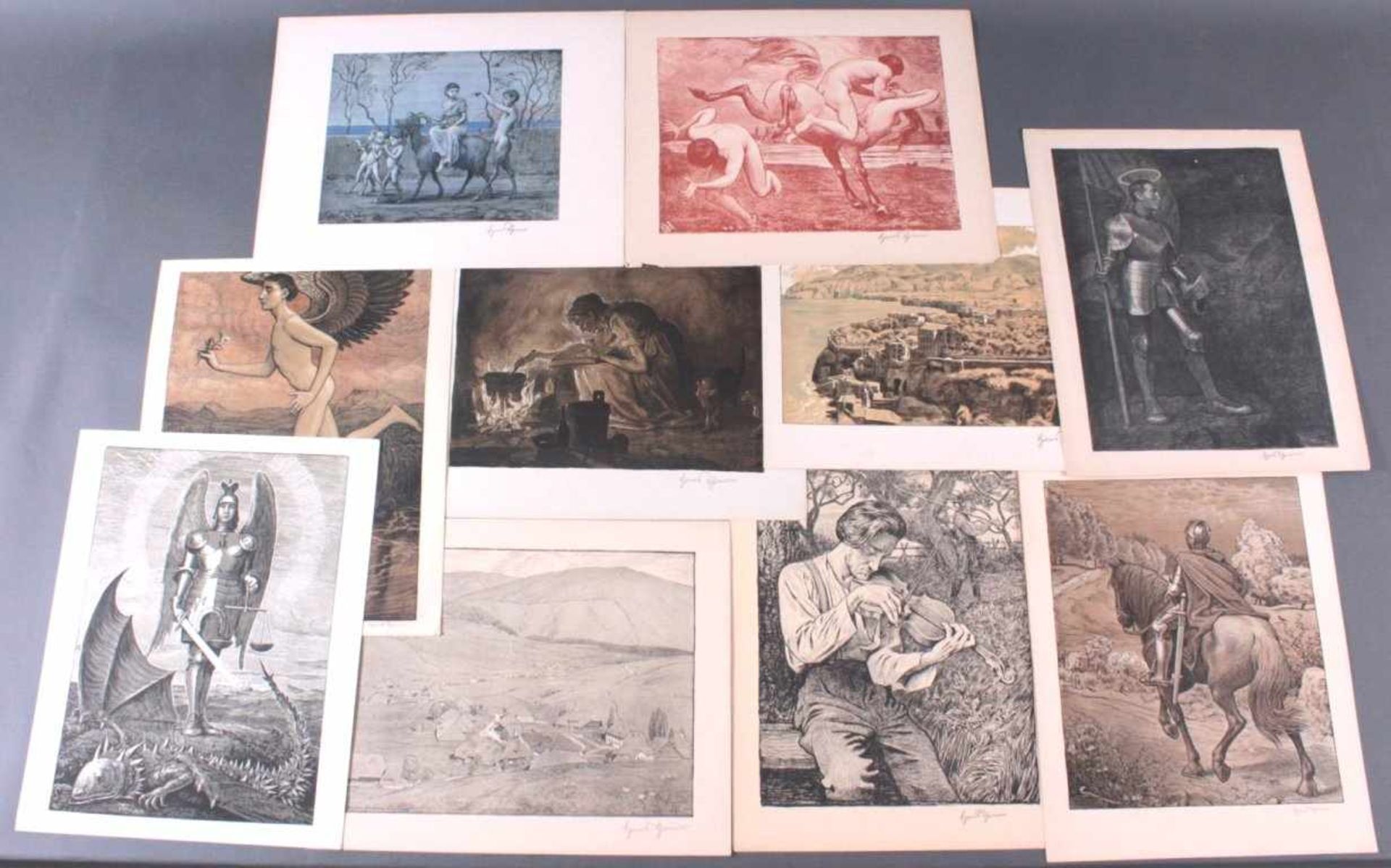 Hans Thoma 1839-192410 Grafiken, alle unten rechts mit Bleistift signiert, aufder Rückseite