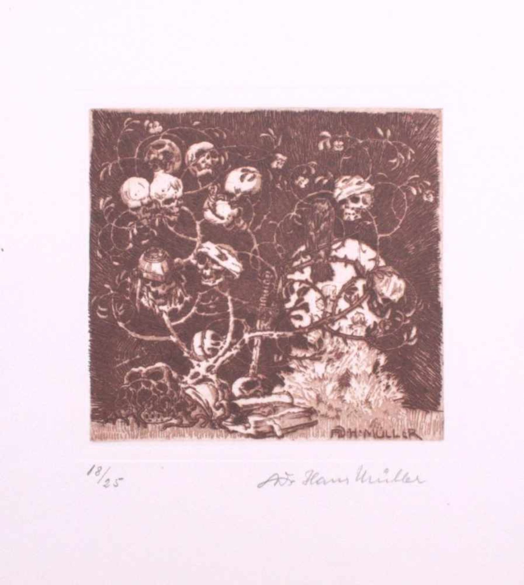 Hans Adolf Müller 1888-1934Grafik, 18/25, unten rechts mit Bleistift signiert,ca. 12,2 x 13