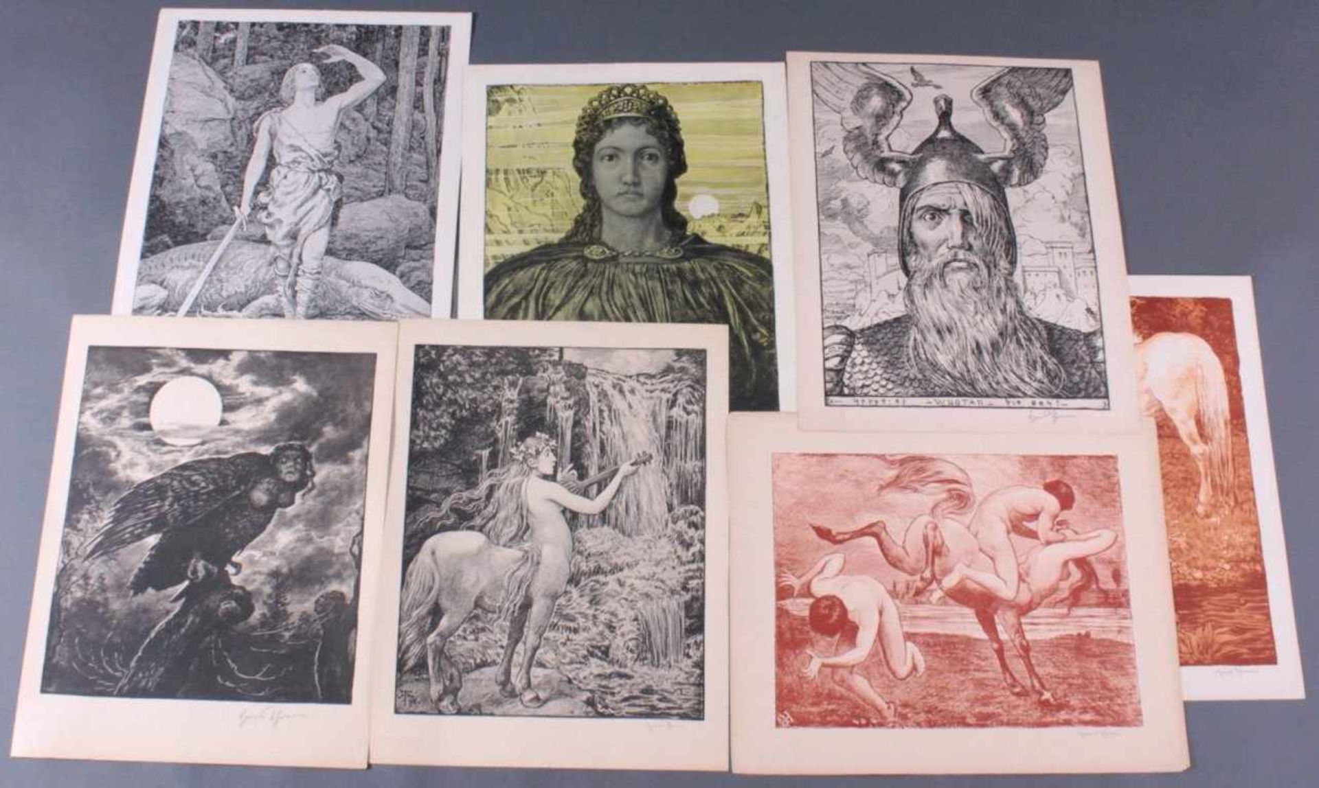 Hans Thoma 1839-1924. Grichische Mythologie8 Farbgraphiken, alle unten rechts mit Bleistift - Bild 2 aus 2