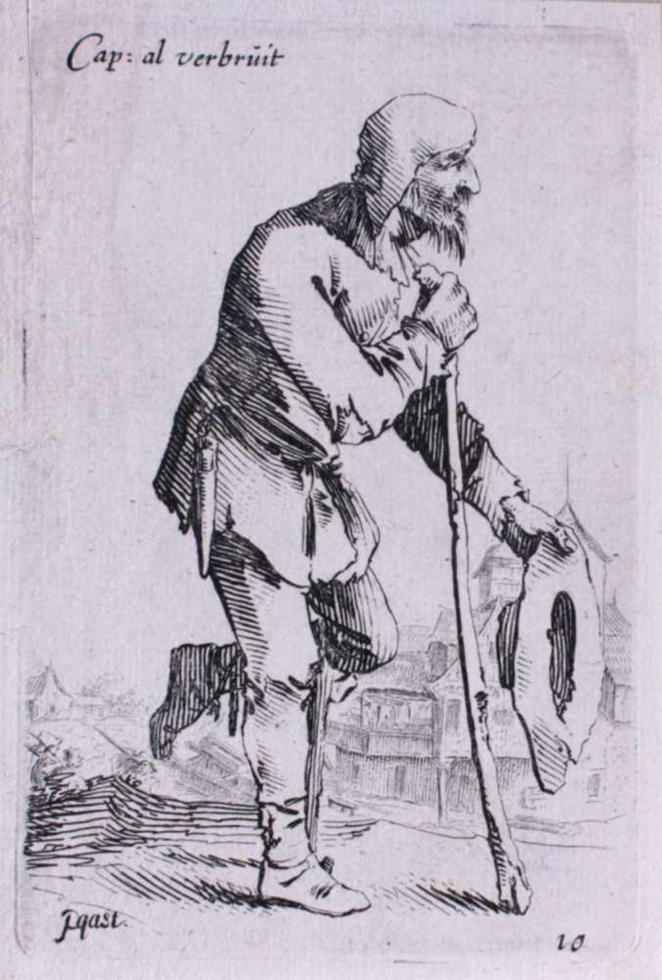 Pieter Jansz. Quast (1606 Amsterdam 1647)Zwei Kupferstiche, "Cap:al Verbruit", "Mann mit Hut in - Bild 3 aus 3