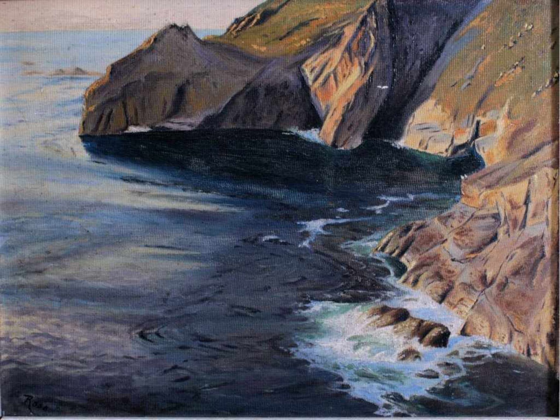 Heinrich Ross (1877-1969)Öl auf Harfaser, "Felsenküste", links unten signiert, ca. 31x 40,5 cm - Bild 2 aus 3